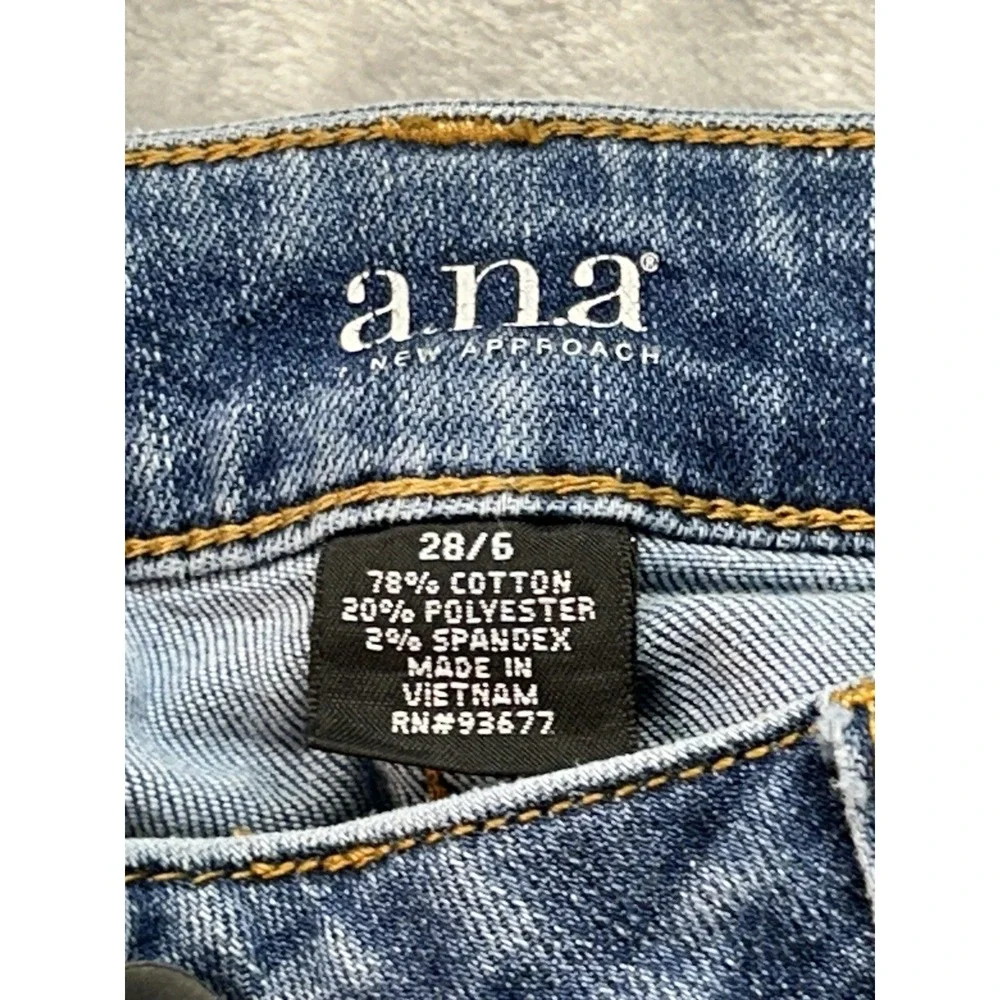 A.n.a. Jeans Bootcut Stretch Mid Rise Women Sz 28/6 Blue Whiskered Faded Western